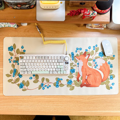 Waterproof Desk Mat - Blueberry Fox | Mouse Pad | Gaming Mouse Mat