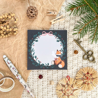 Memo Pad - Dark Winter Fox | Mini Notepad with Tear-Off Sheets