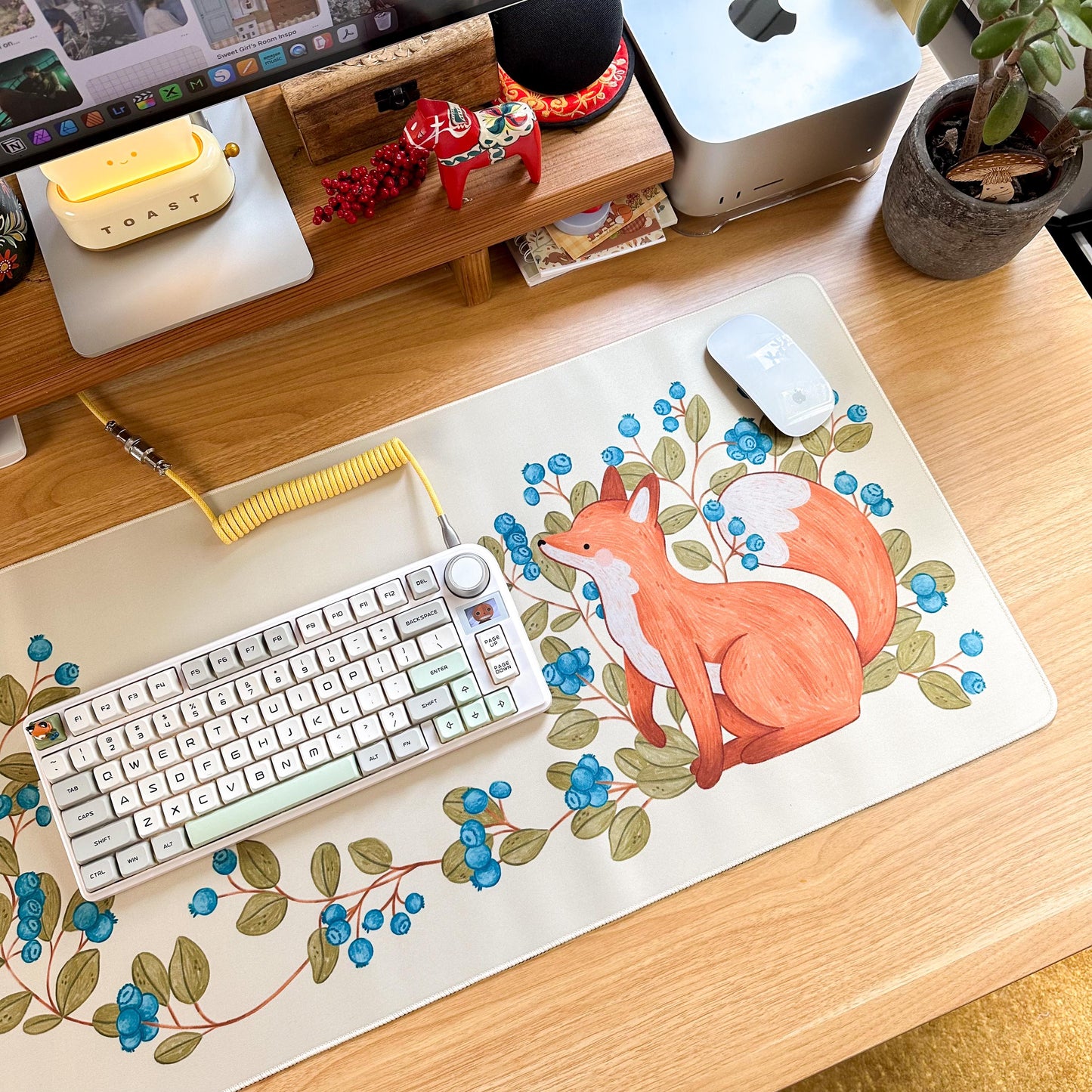 Waterproof Desk Mat - Blueberry Fox | Mouse Pad | Gaming Mouse Mat