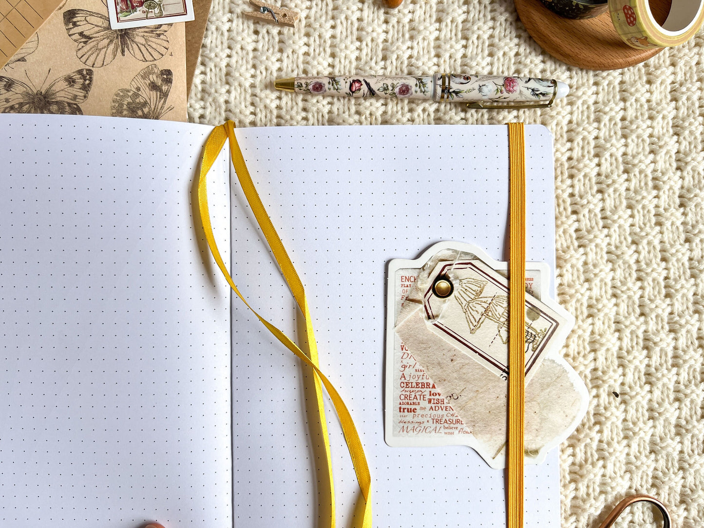 Sunflower Fox Gold Foil Dotted Hardcover Journal - A5