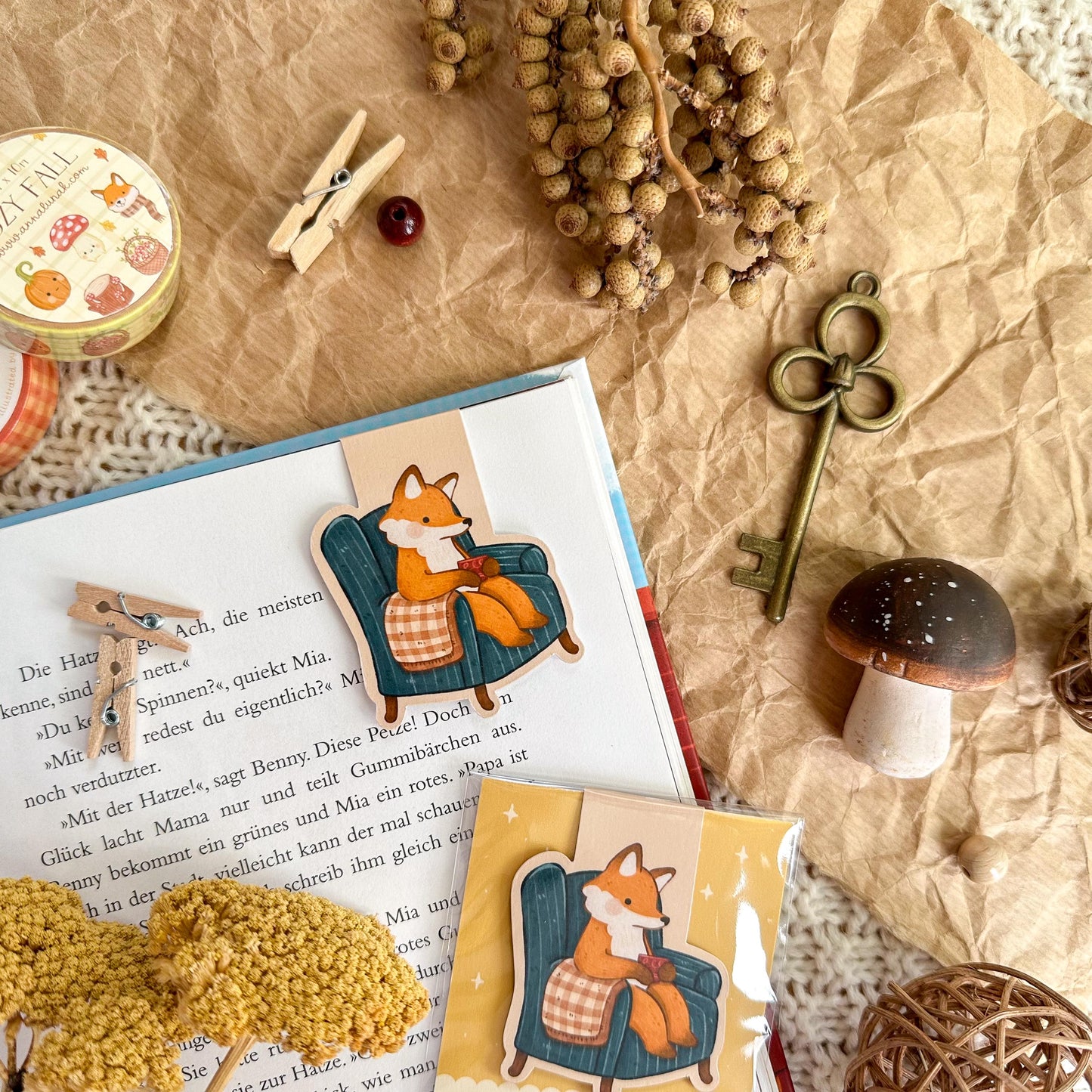 Magnetic Bookmark - Cozy Evening Fox