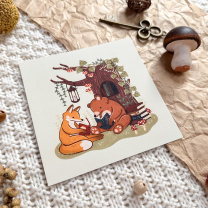 Square Art Print - Enchanted Forest Book Club