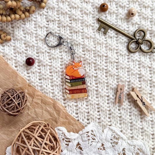 Keychain - Book Lover Fox
