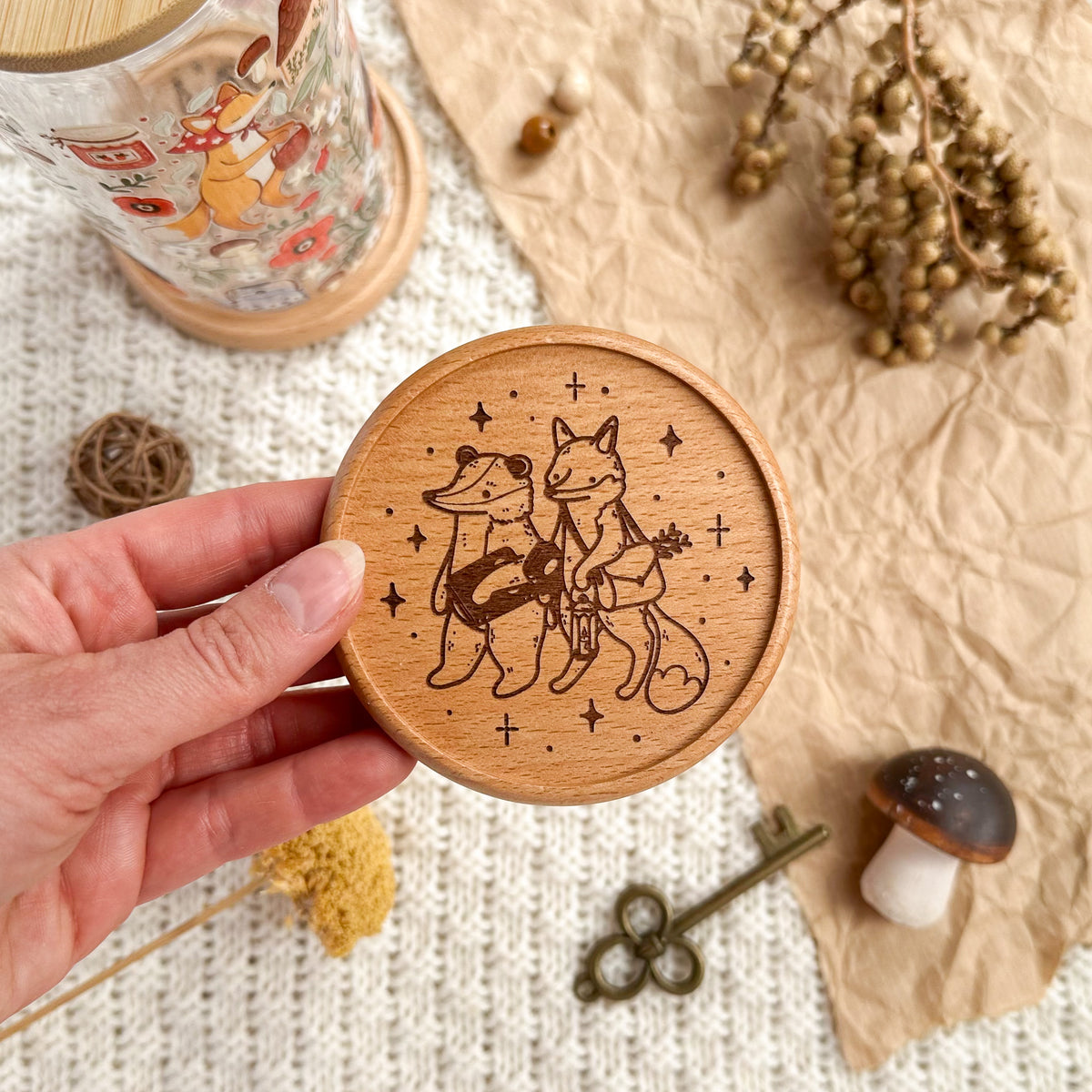 Wooden Coaster - Enchanted Library Reader