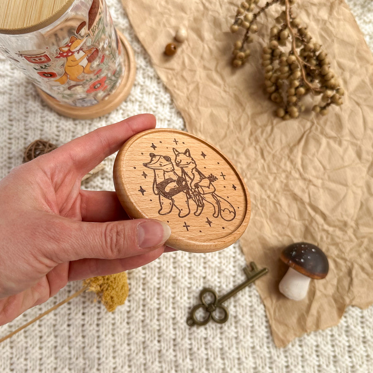 Wooden Coaster - Enchanted Library Reader