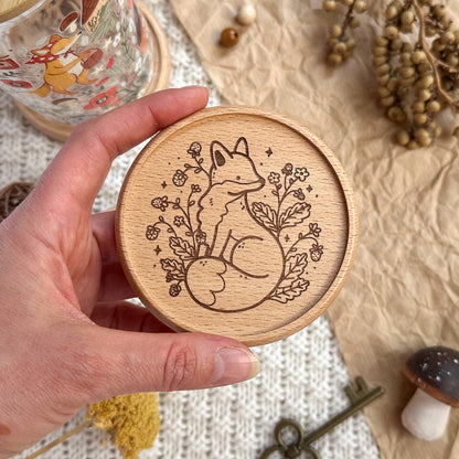 Wooden Coaster - Strawberry Fox