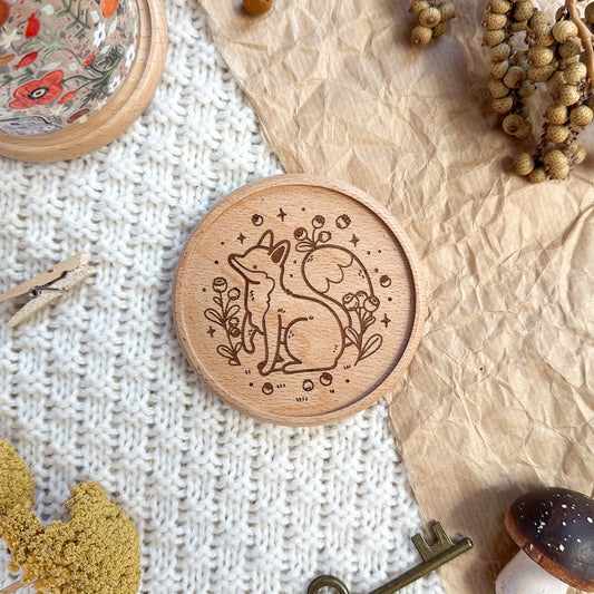 Wooden Coaster - Blueberry Fox
