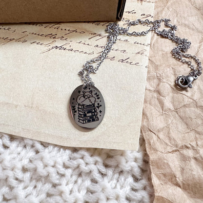 Stainless Steel Necklace - Book Lover Fox