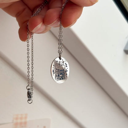 Stainless Steel Necklace - Book Lover Fox
