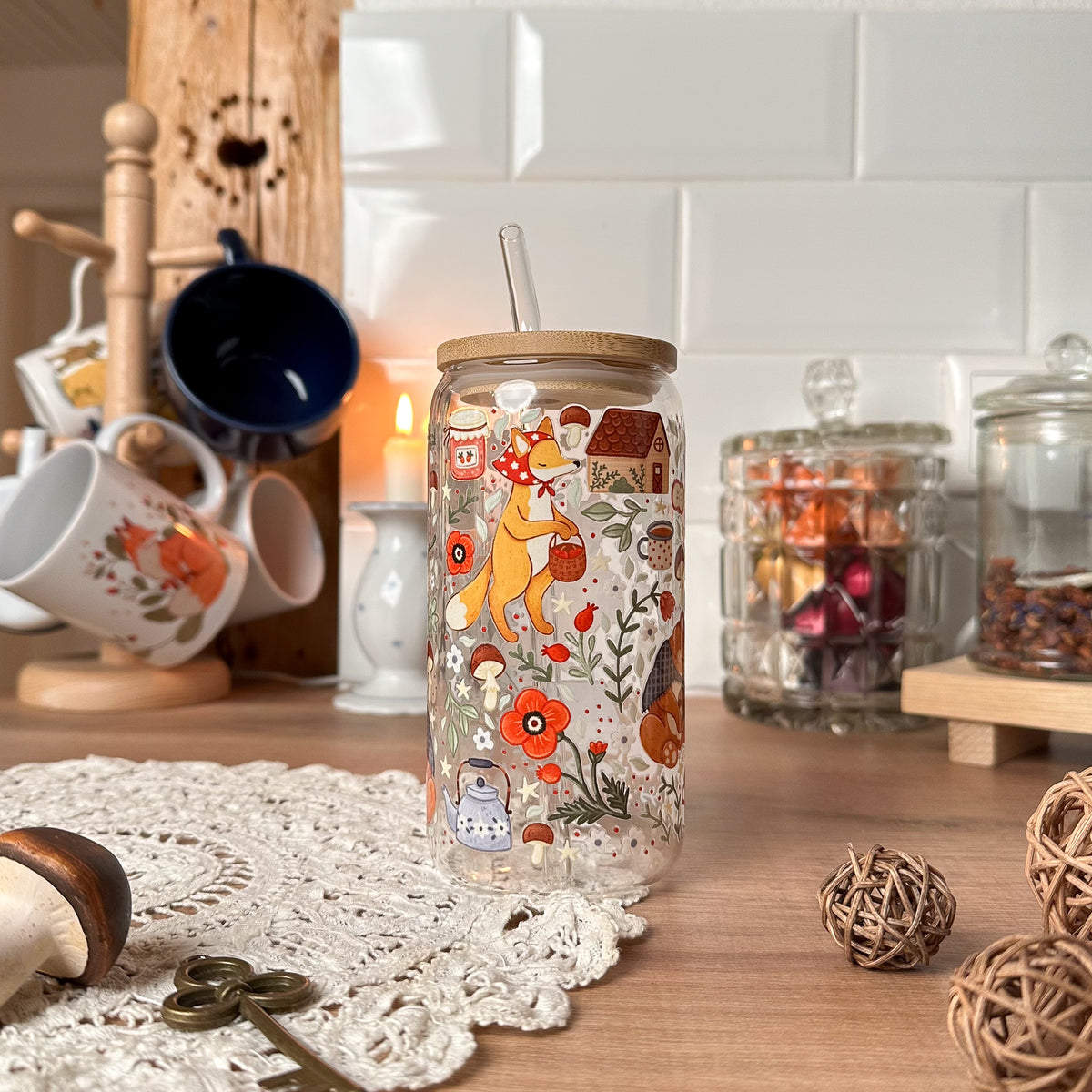 Glass Cup 17oz/500ml - Folklore Forest