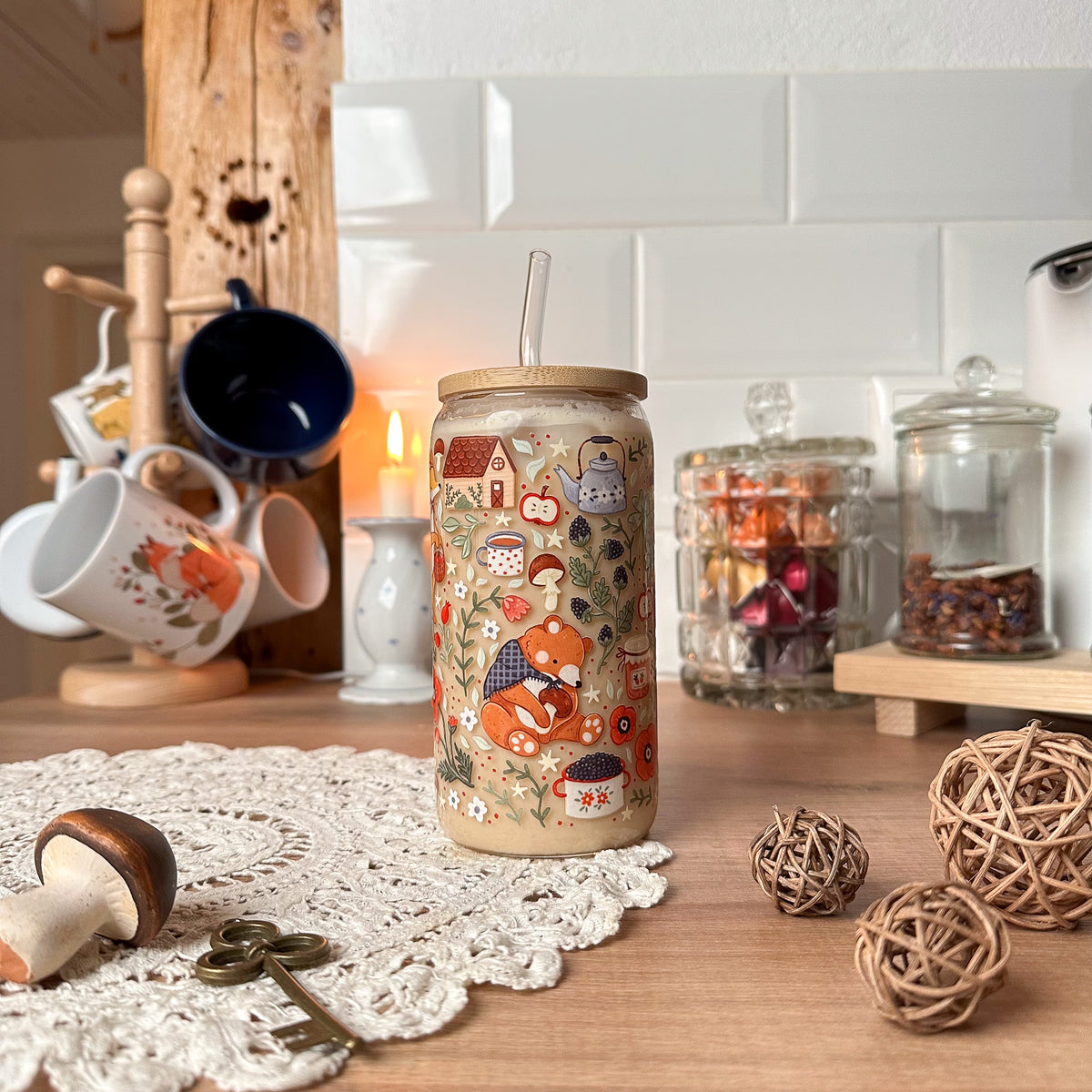 Glass Cup 17oz/500ml - Folklore Forest