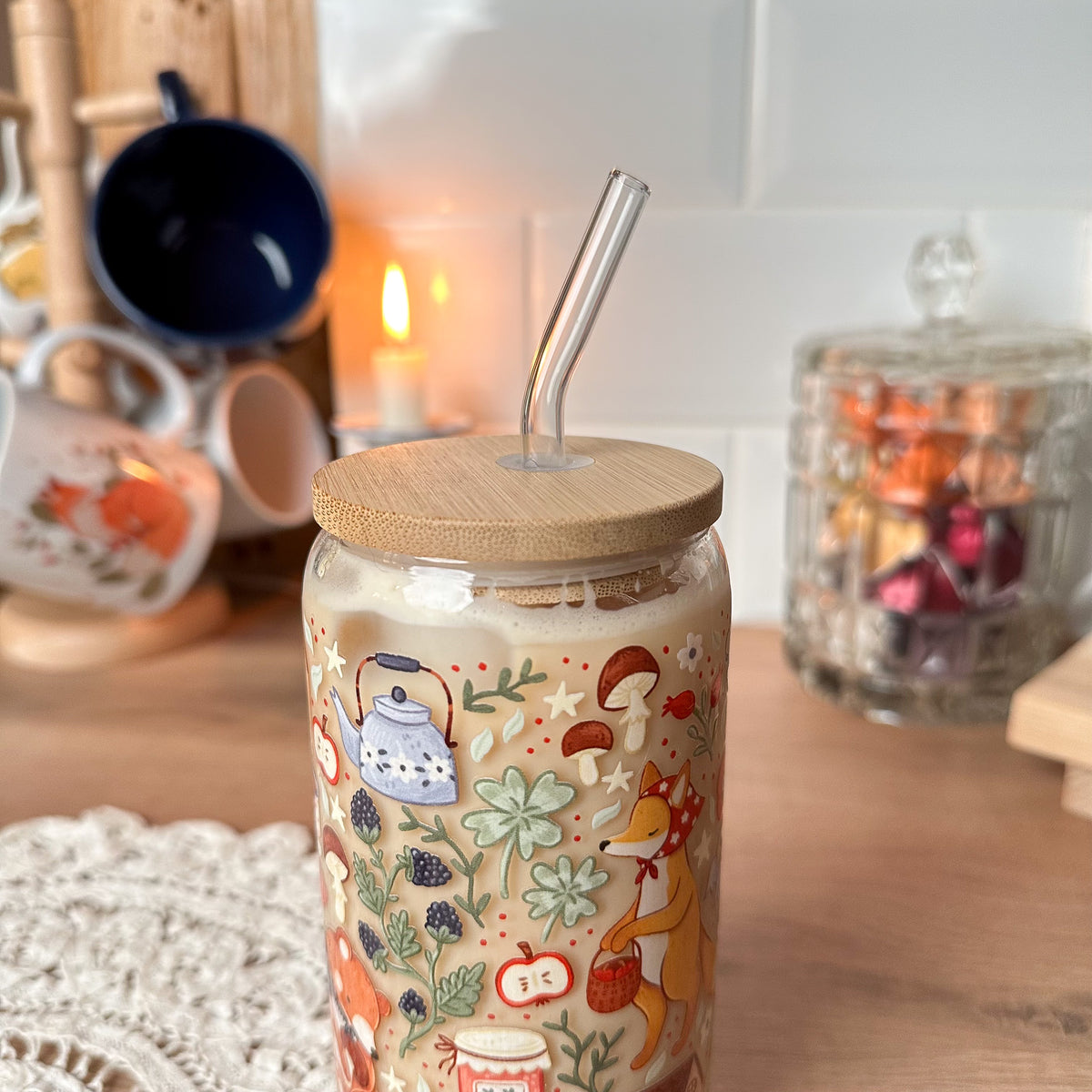 Glass Cup 17oz/500ml - Folklore Forest
