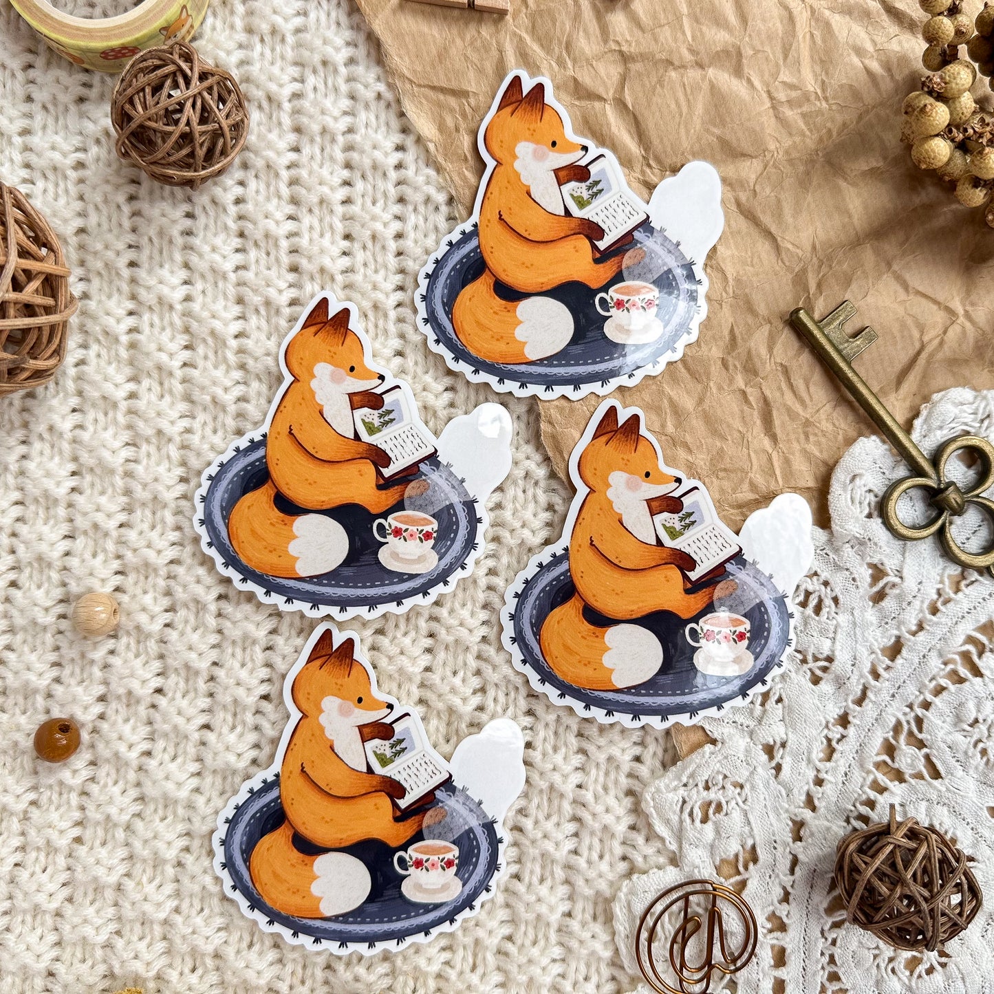 Vinyl Sticker - Reading Fox
