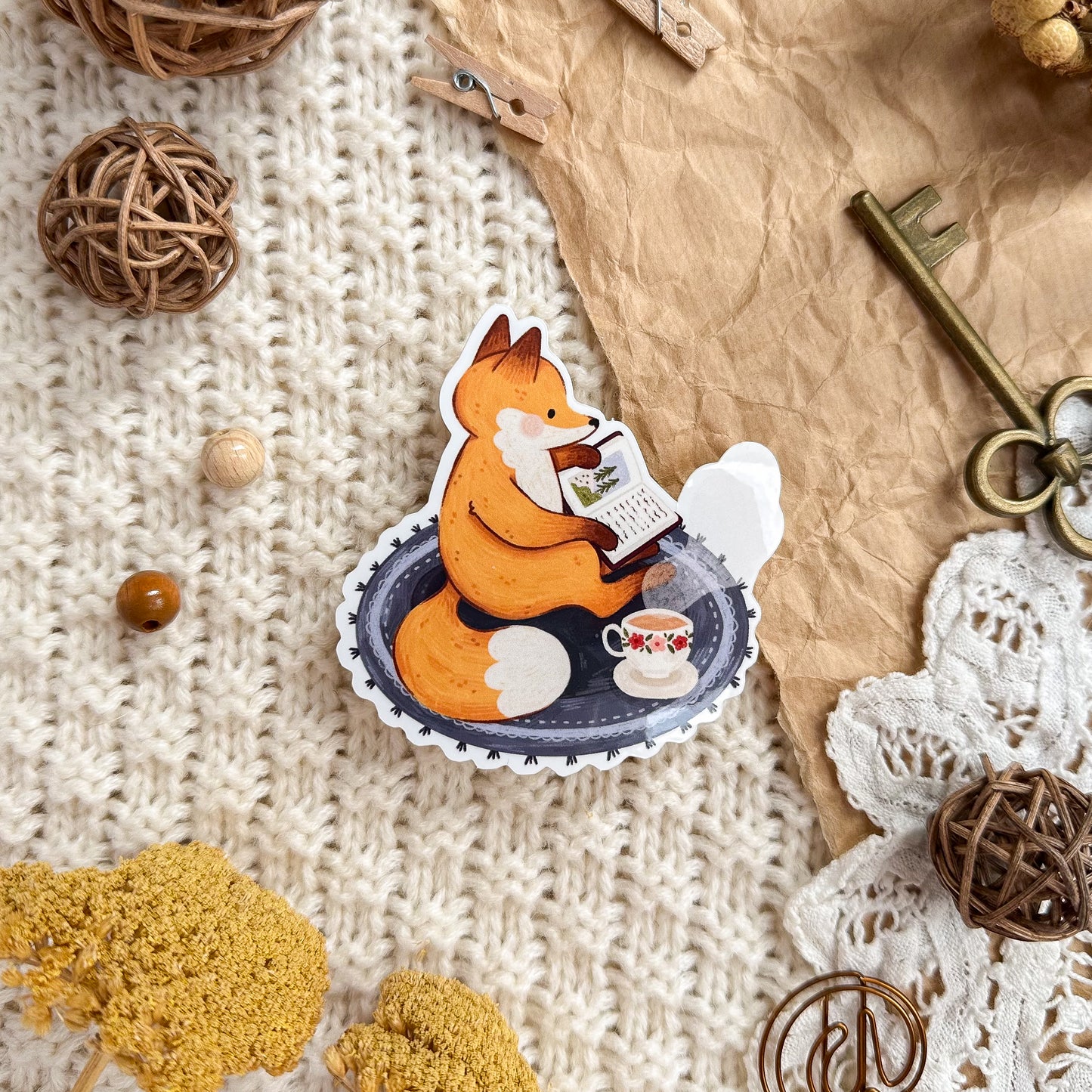 Vinyl Sticker - Reading Fox