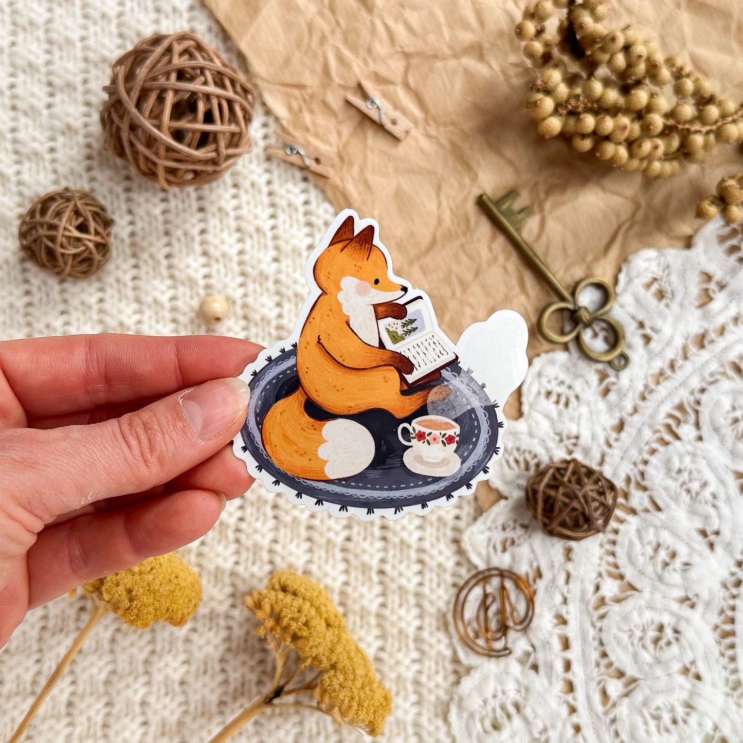 Vinyl Sticker - Reading Fox