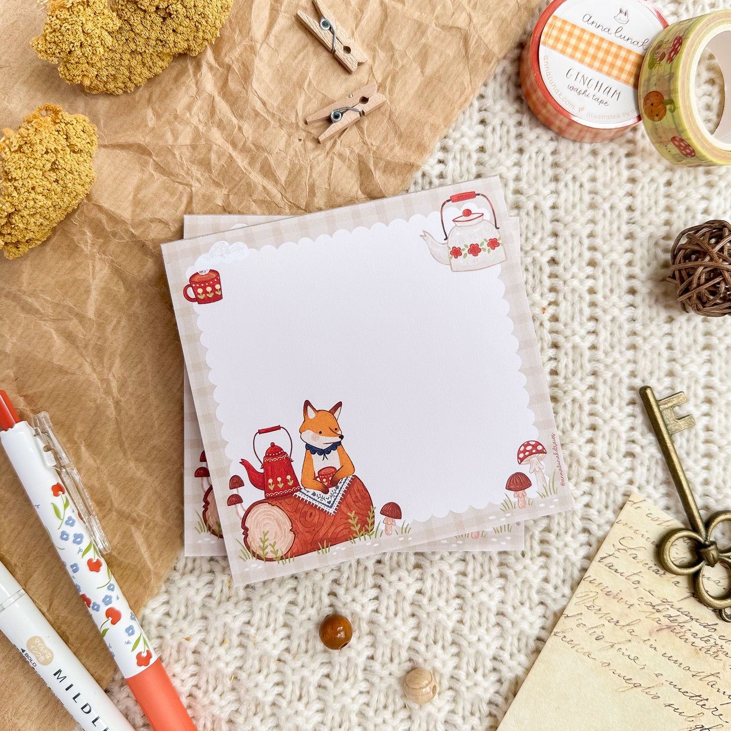 Memo Pad - Outdoor Teatime Fox