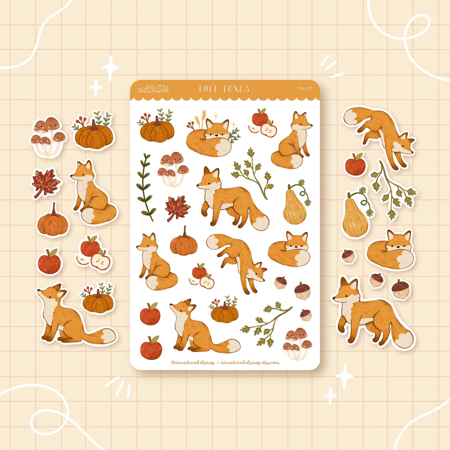 Sticker Sheet - Fall Foxes