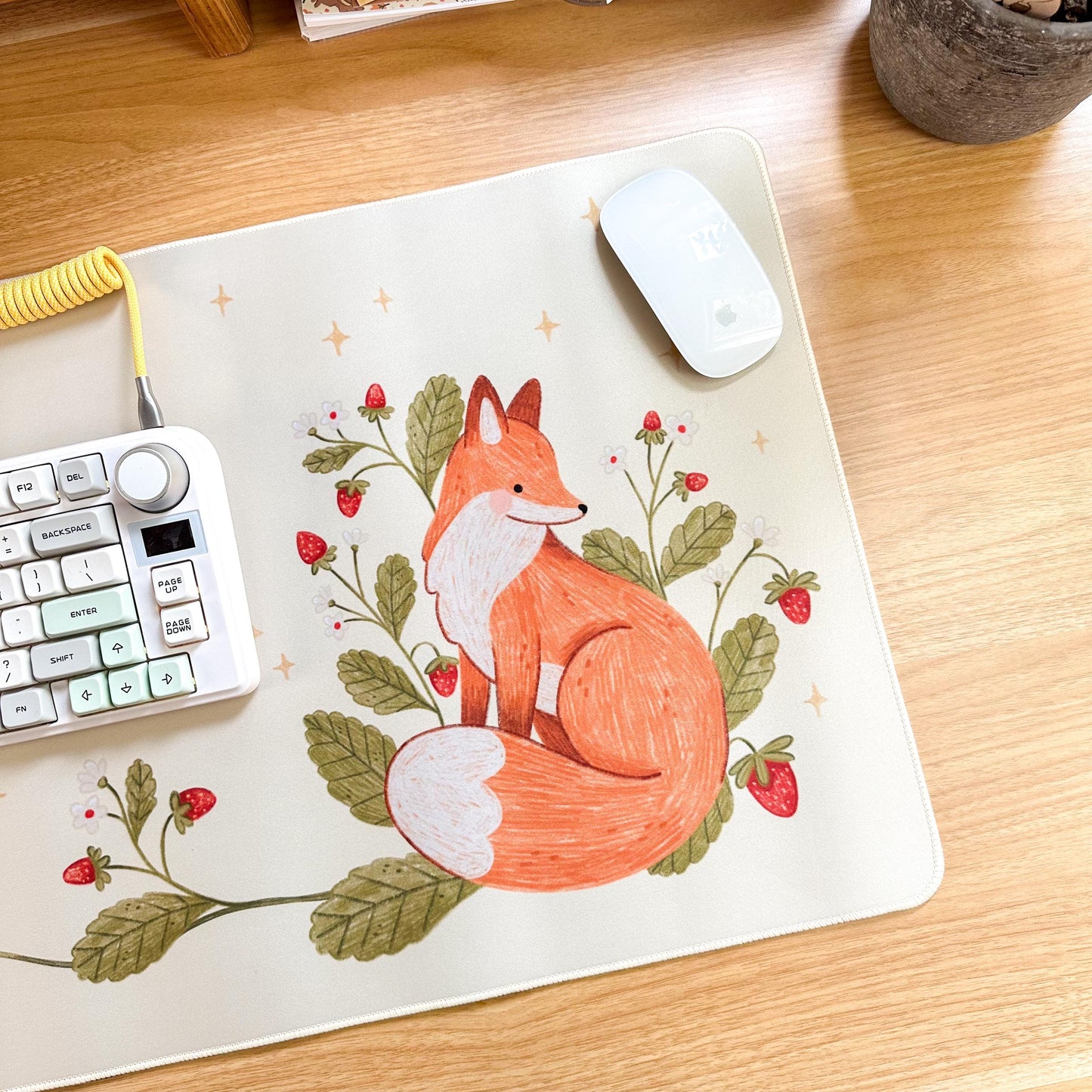 Waterproof Desk Mat - Strawberry Fox | Mouse Pad | Gaming Mouse Mat