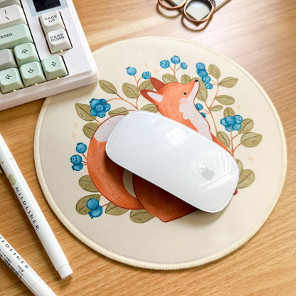 Round Waterproof Mousepad - Blueberry Fox