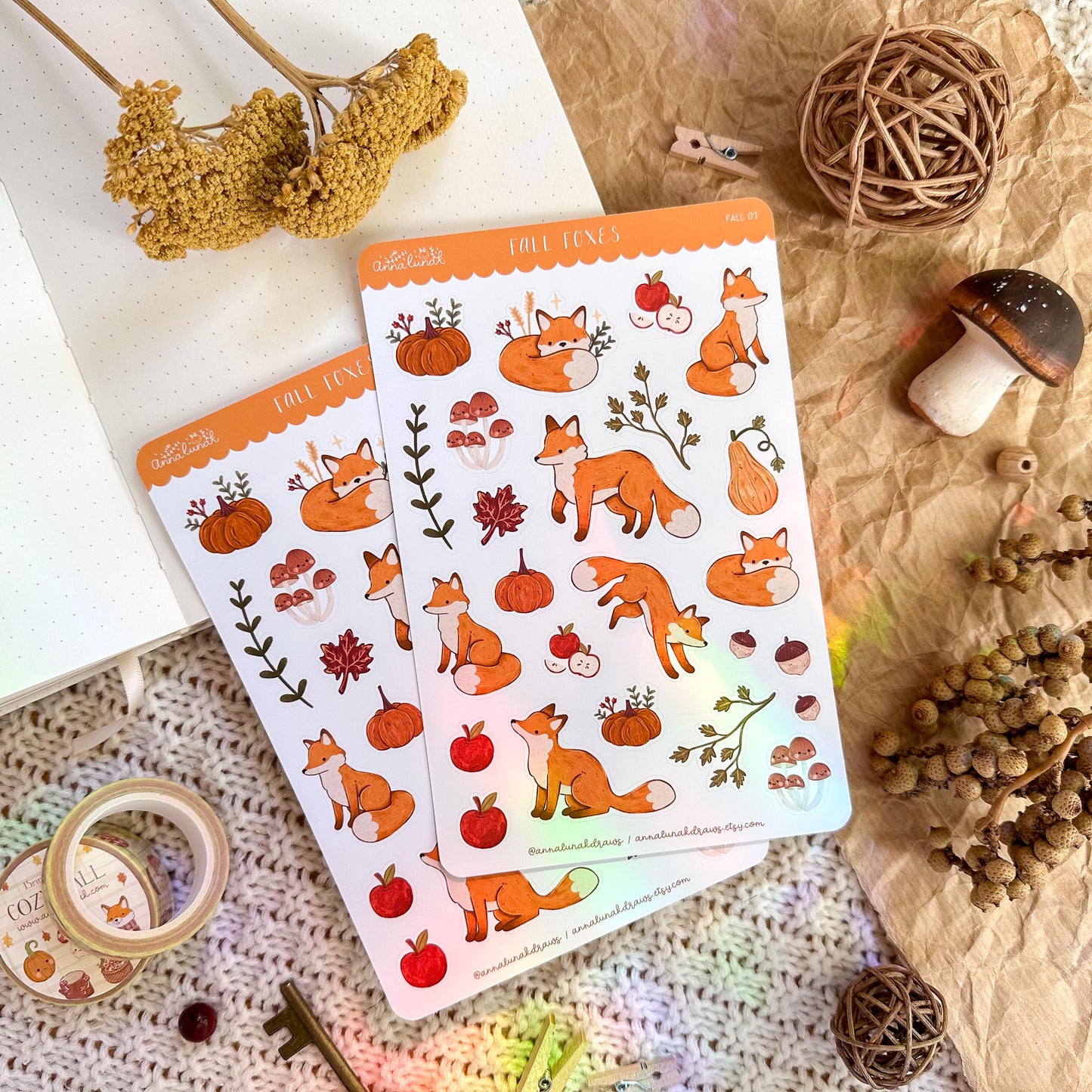 Sticker Sheet - Fall Foxes