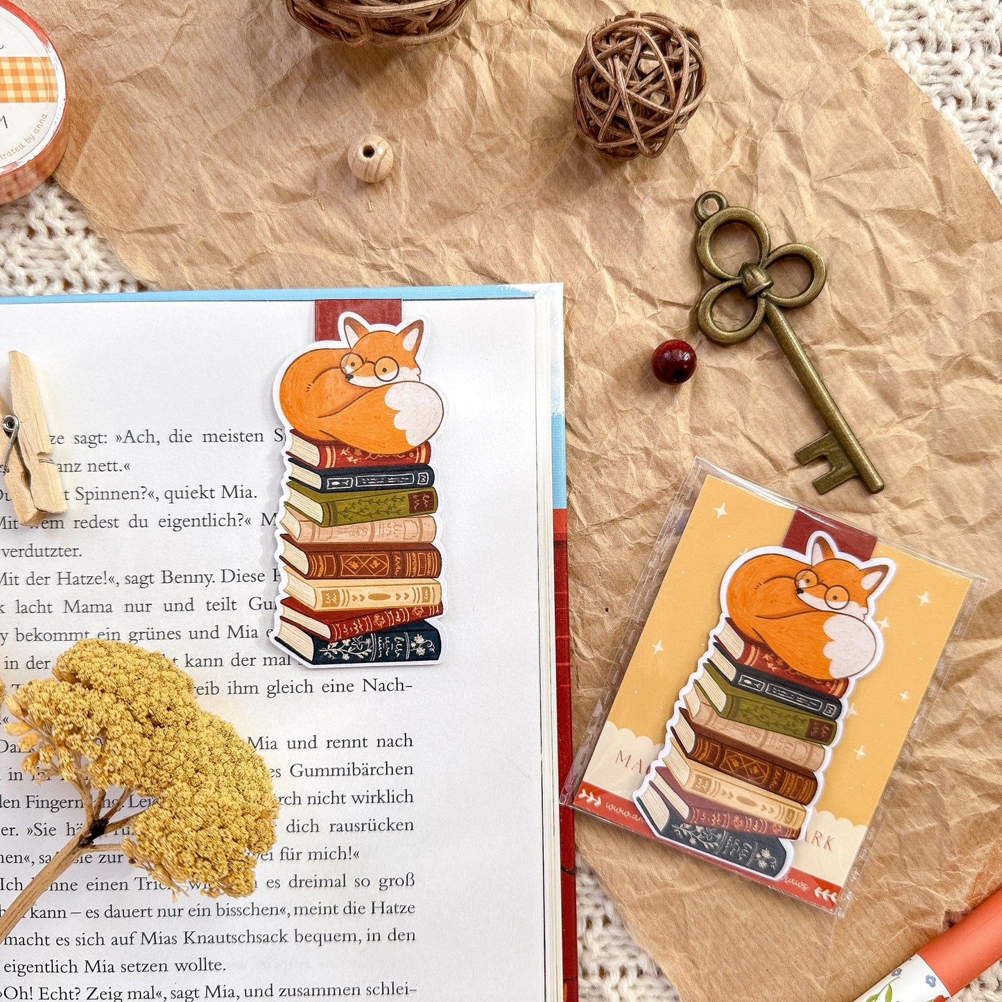 Magnetic Bookmark - Book Lover Fox