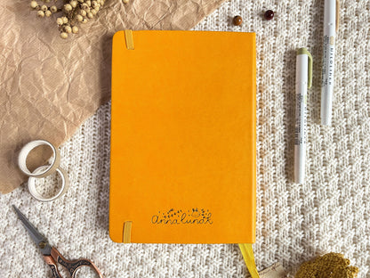 Sunflower Fox Gold Foil Dotted Hardcover Journal - A5