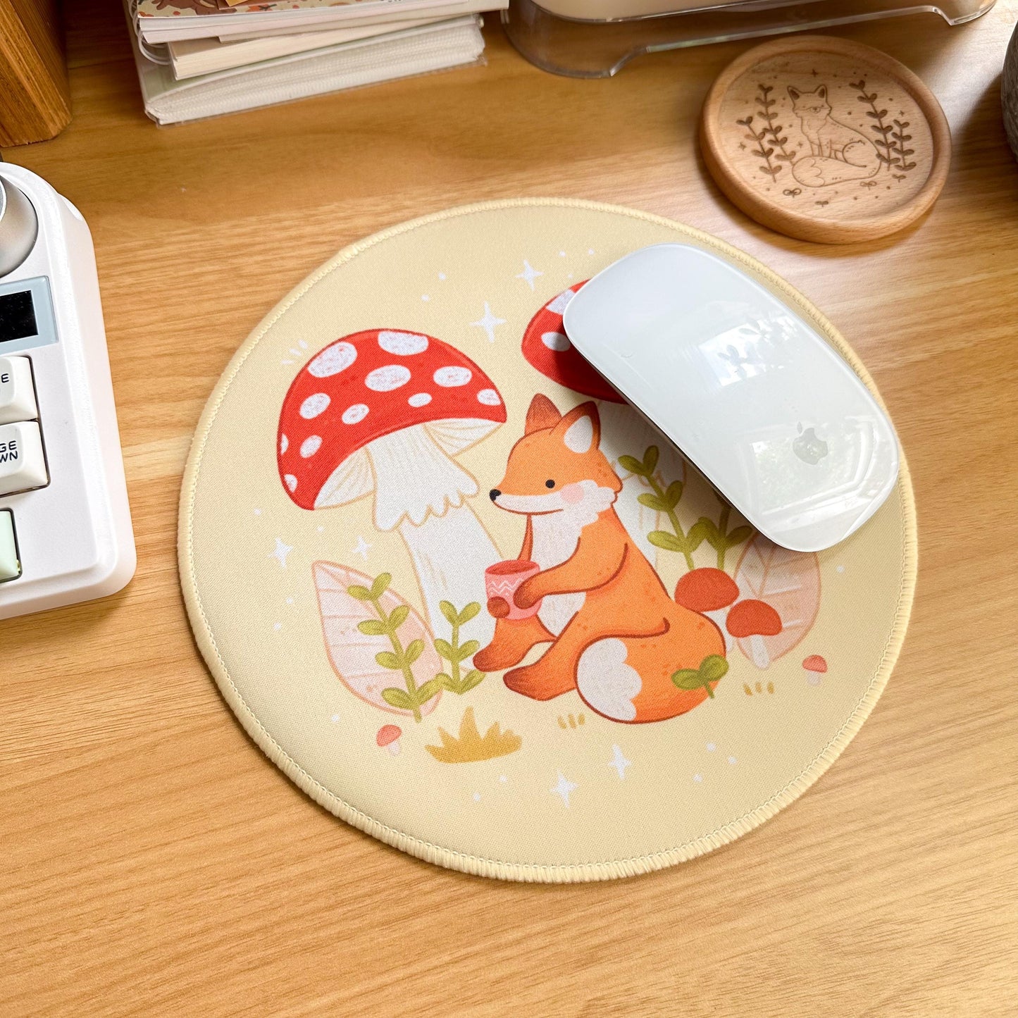 Round Waterproof Mousepad - Mushroom Fox