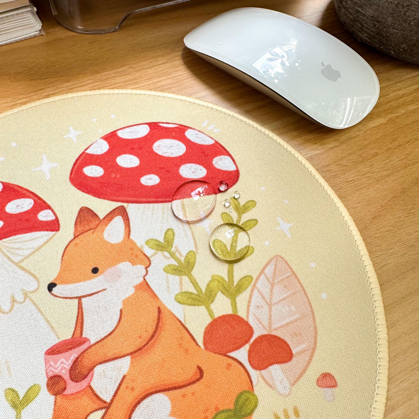 Round Waterproof Mousepad - Mushroom Fox