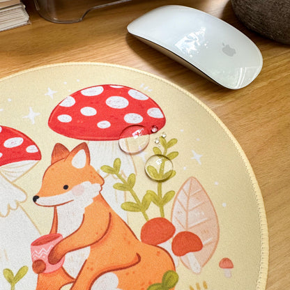 Round Waterproof Mousepad - Mushroom Fox