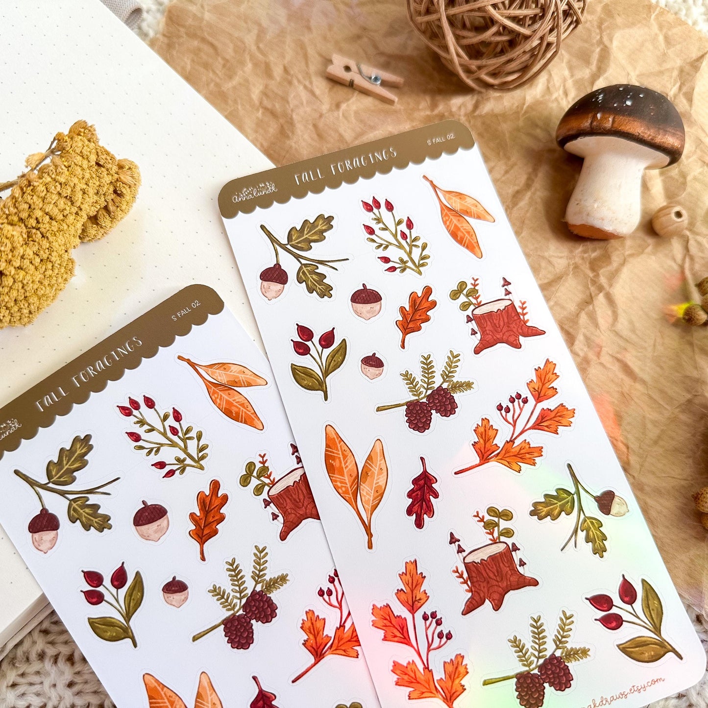Fall Foragings Planner Sticker Sheet // matte paper stickers