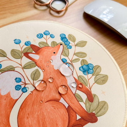 Round Waterproof Mousepad - Blueberry Fox