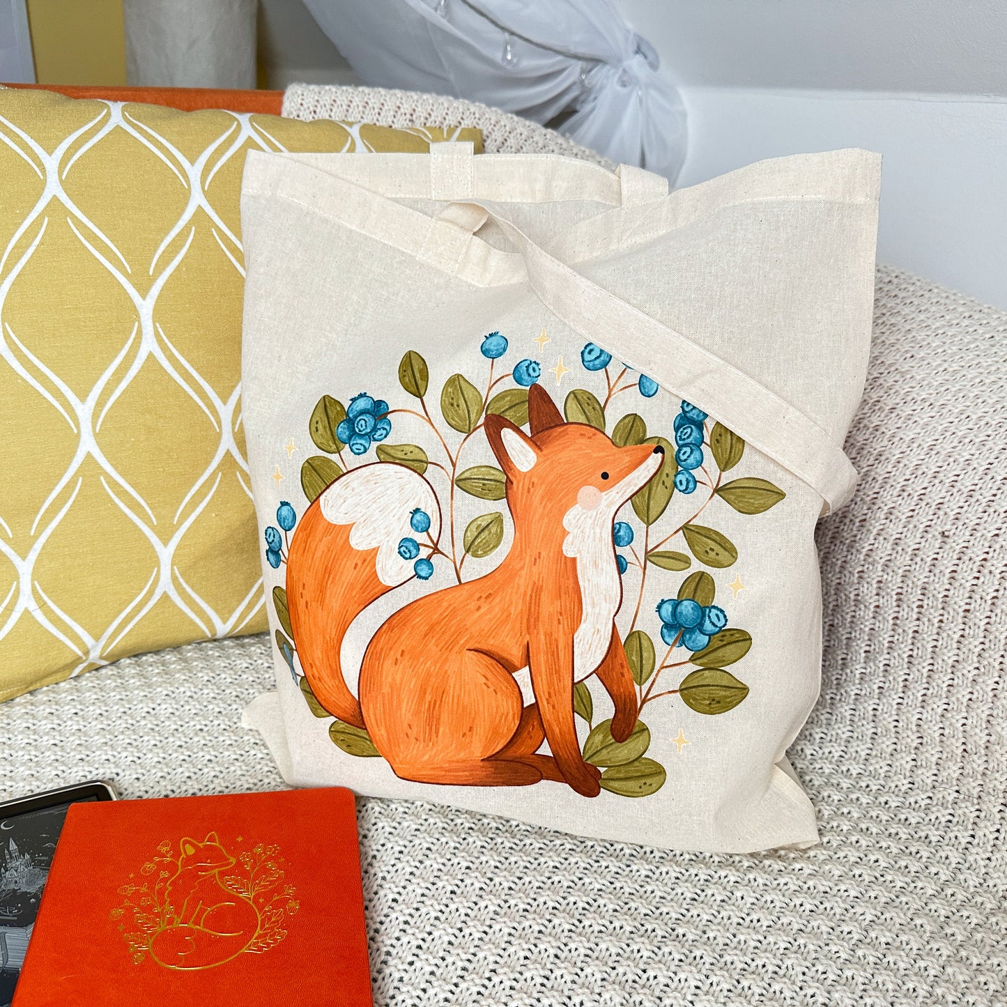 Blueberry Fox Tote Bag