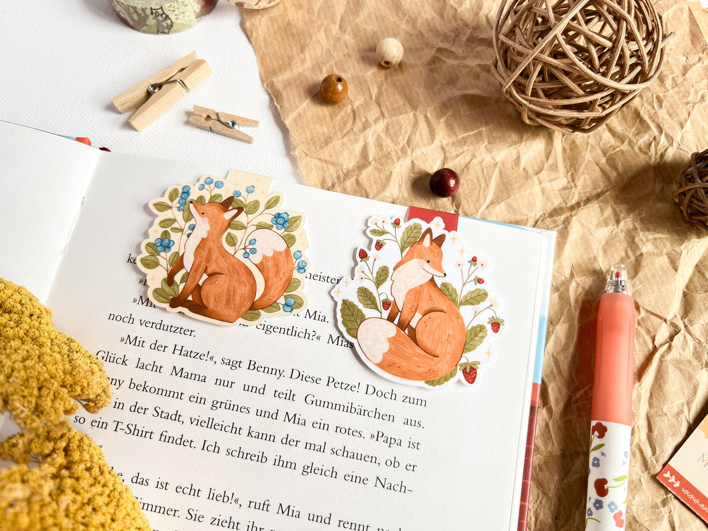 Blueberry Fox Magnetic Bookmark
