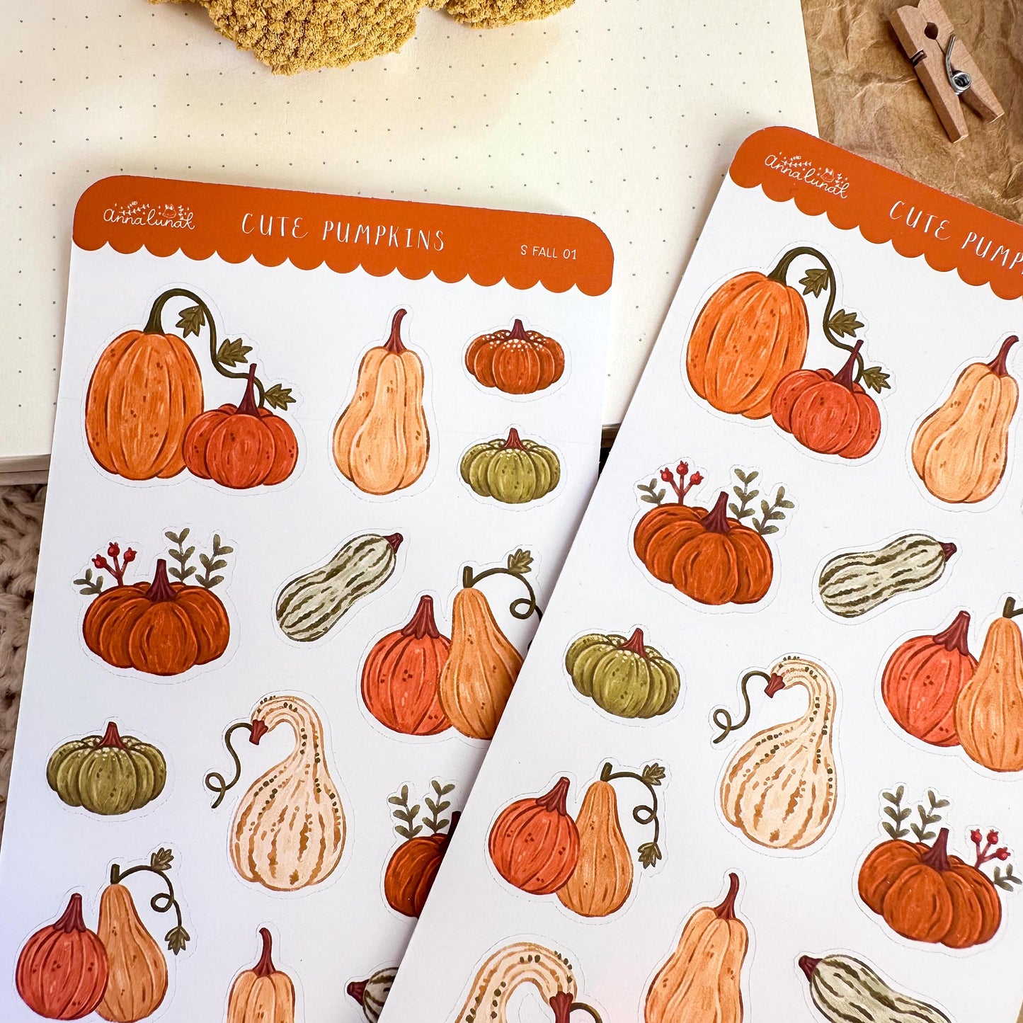 Cute Pumpkins Planner Sticker Sheet // matte paper stickers