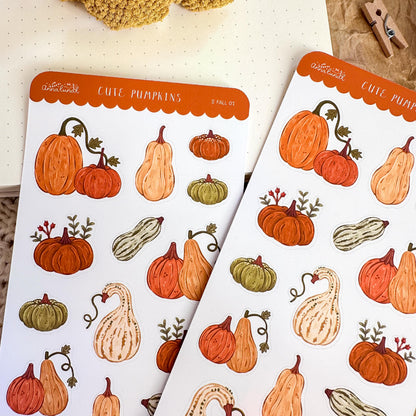 Cute Pumpkins Planner Sticker Sheet // matte paper stickers