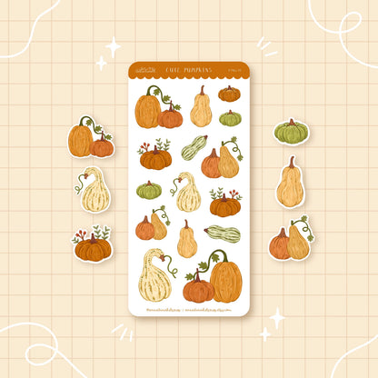 Cute Pumpkins Planner Sticker Sheet // matte paper stickers