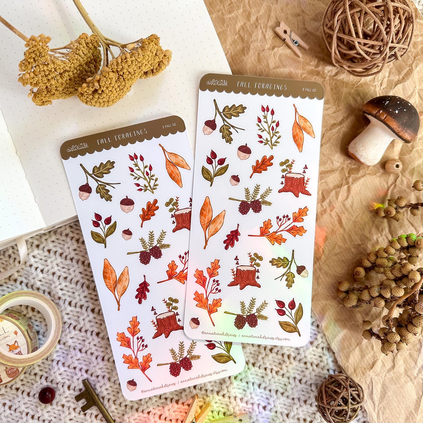 Fall Foragings Planner Sticker Sheet // matte paper stickers