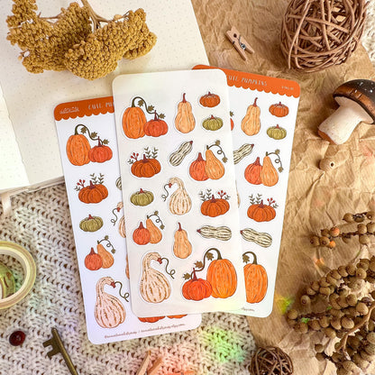 Cute Pumpkins Planner Sticker Sheet // matte paper stickers