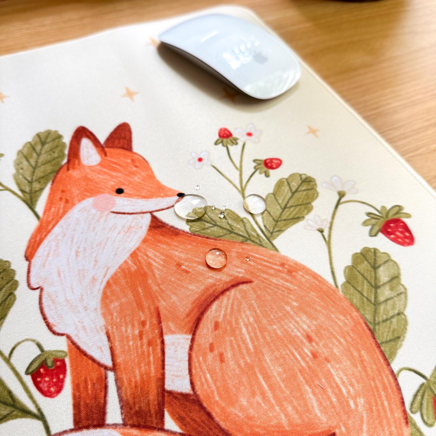 Waterproof Desk Mat - Strawberry Fox | Mouse Pad | Gaming Mouse Mat