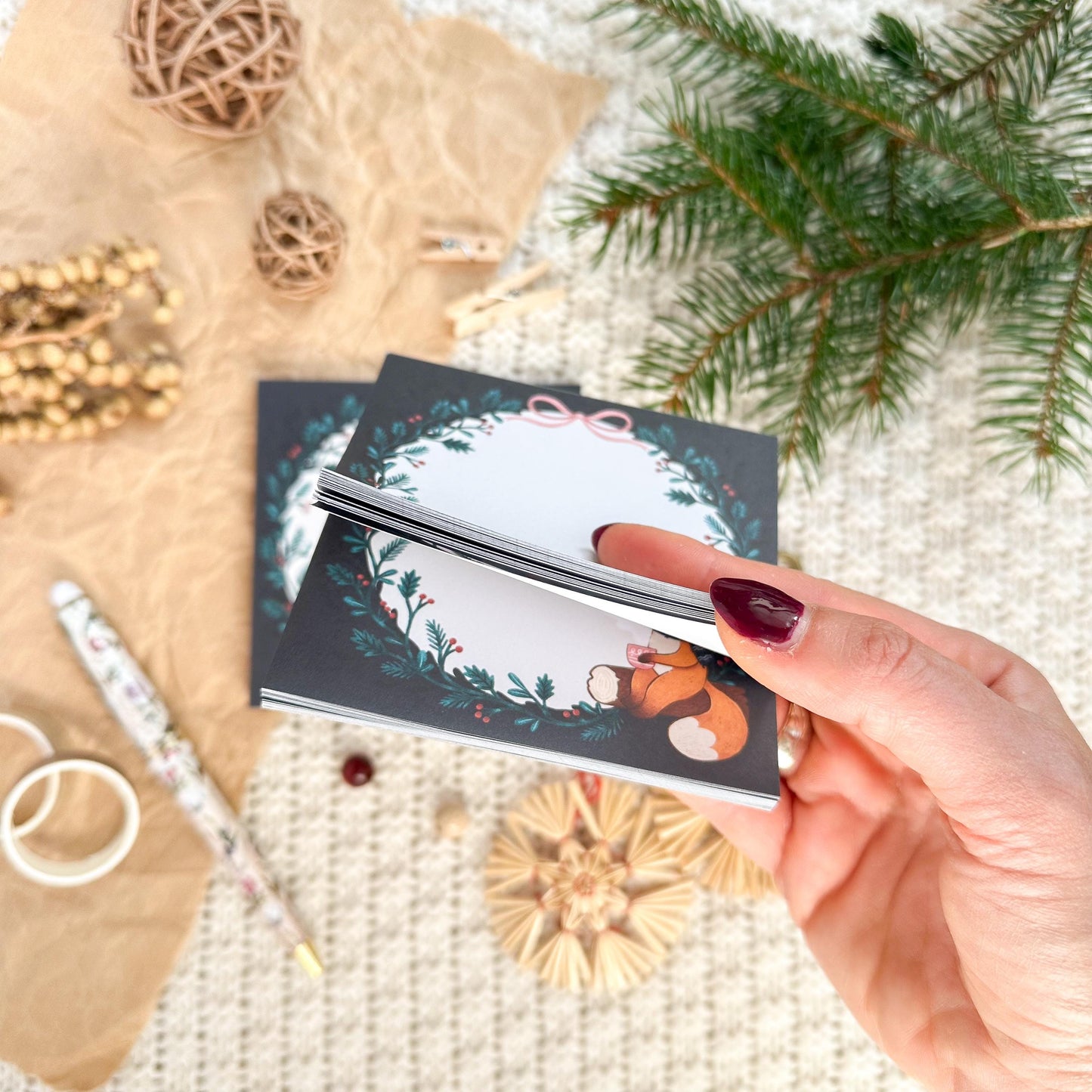 Memo Pad - Dark Winter Fox | Mini Notepad with Tear-Off Sheets