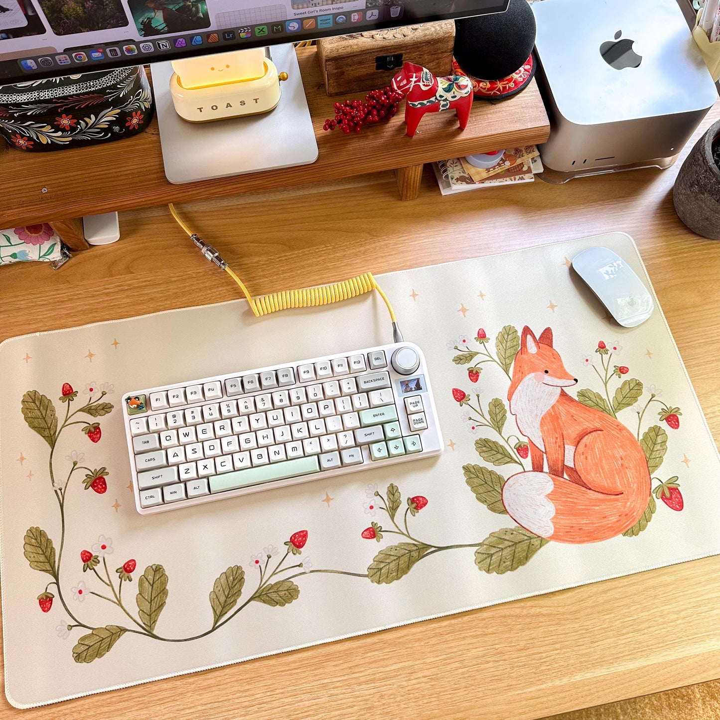 Waterproof Desk Mat - Strawberry Fox | Mouse Pad | Gaming Mouse Mat