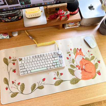 Waterproof Desk Mat - Strawberry Fox | Mouse Pad | Gaming Mouse Mat