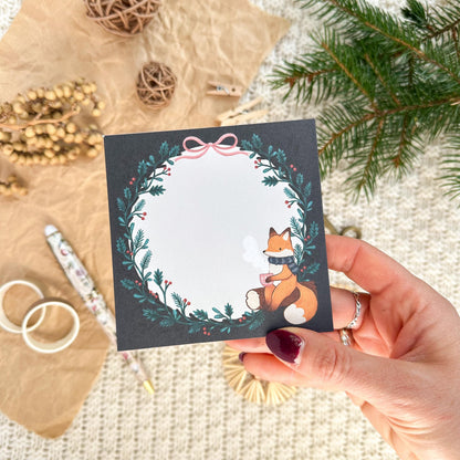 Memo Pad - Dark Winter Fox | Mini Notepad with Tear-Off Sheets