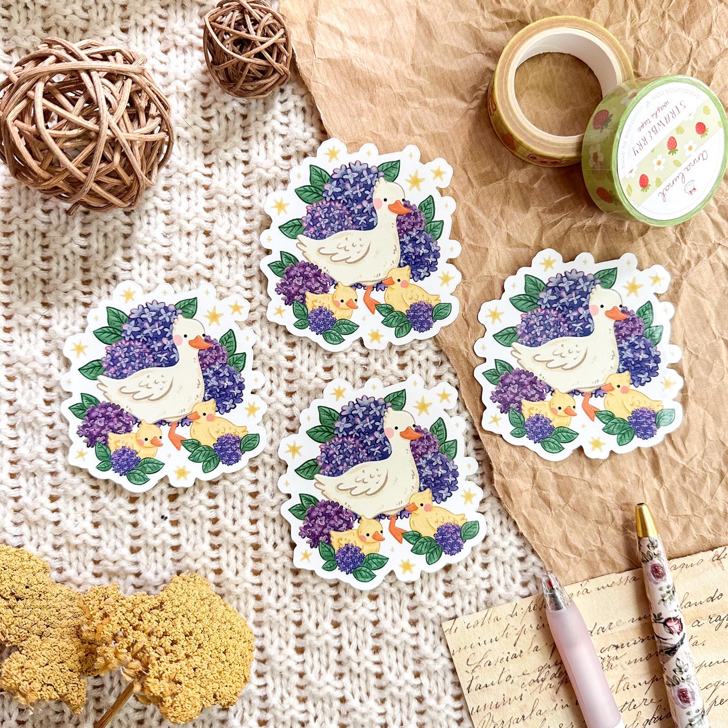 Vinyl Stickers - Hydrangea Ducklings