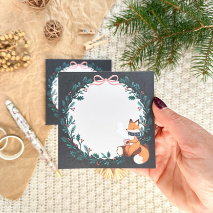 Memo Pad - Dark Winter Fox | Mini Notepad with Tear-Off Sheets