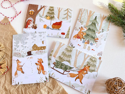 Set of 4 Christmas Greeting Cards with envelopes - 2022 Edition