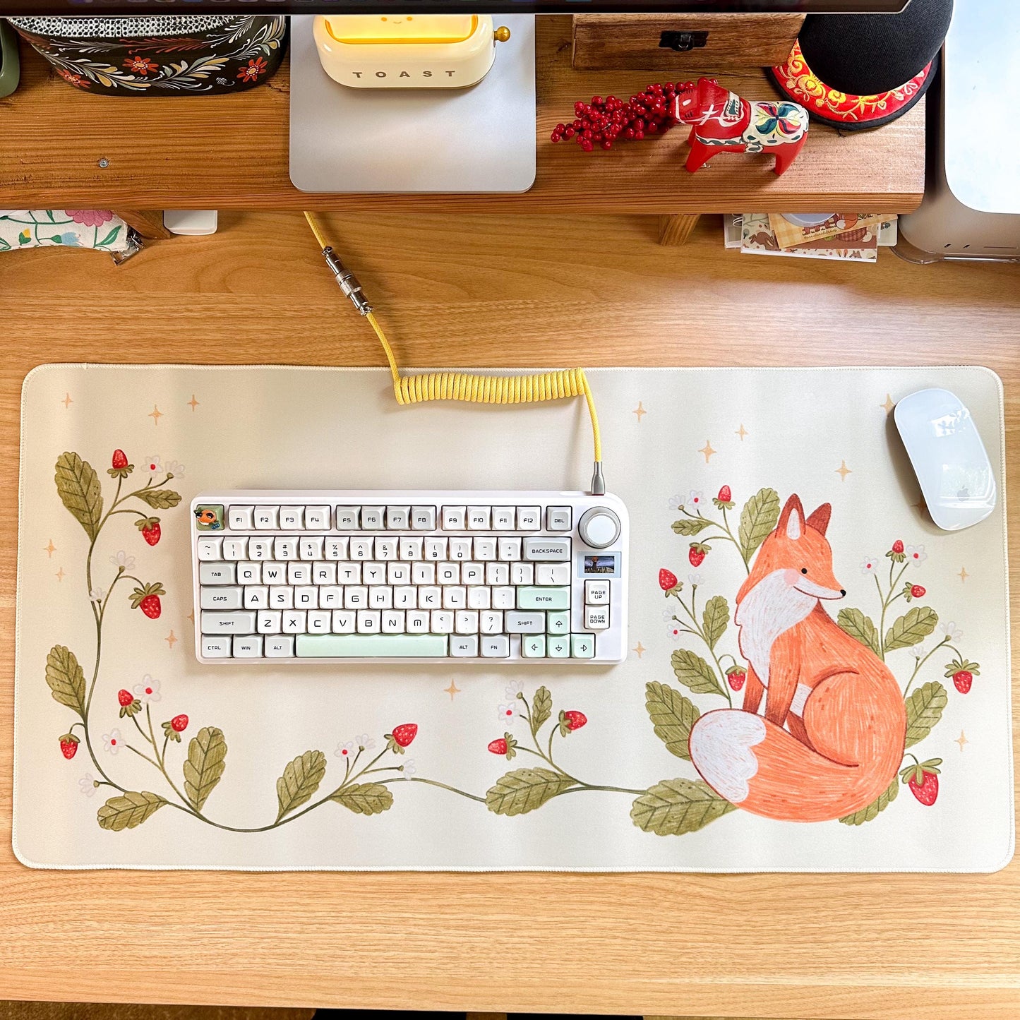 Waterproof Desk Mat - Strawberry Fox | Mouse Pad | Gaming Mouse Mat
