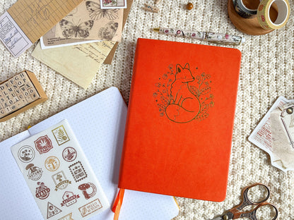 Strawberry Fox Gold Foil Dotted Hardcover Journal - A5