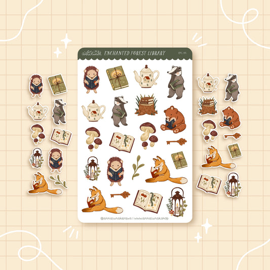 Sticker Sheet - Enchanted Forest Library