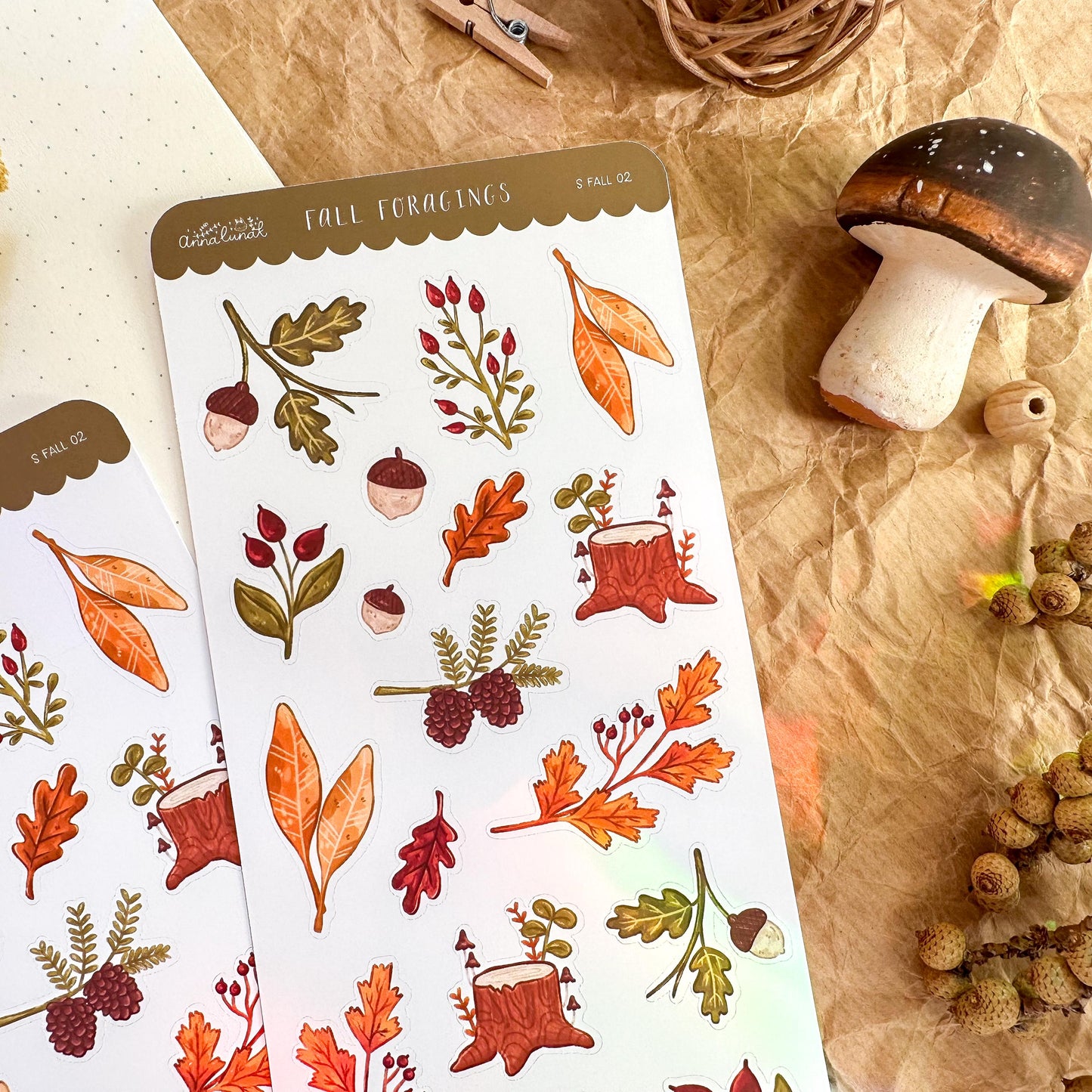 Fall Foragings Planner Sticker Sheet // matte paper stickers